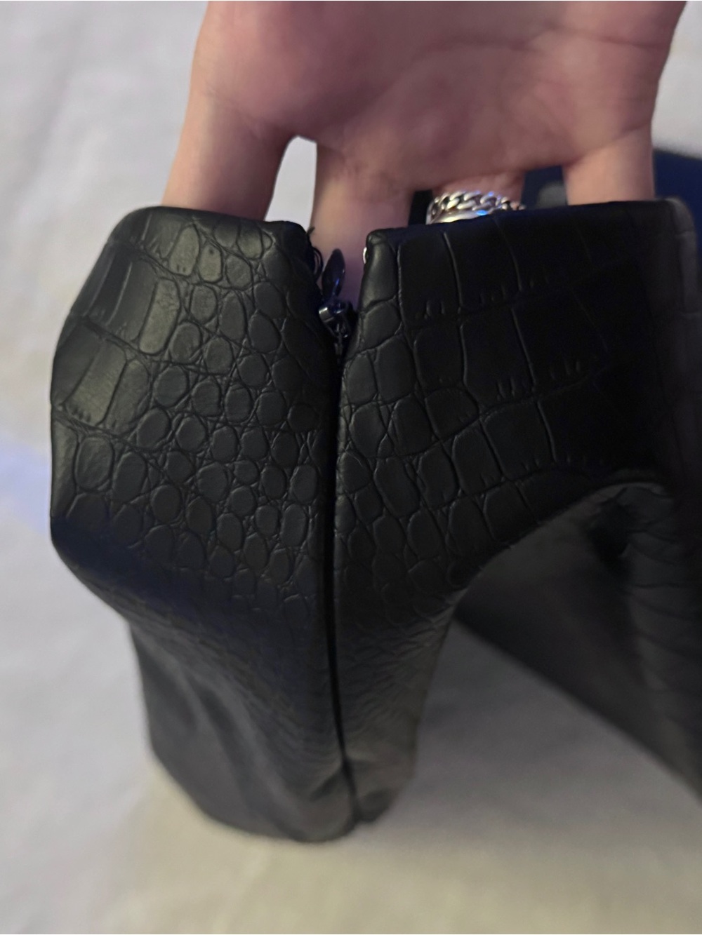 Abercrombie & Fitch Scarlett Black Faux Croc Mini Skirt - Picture 6 of 8